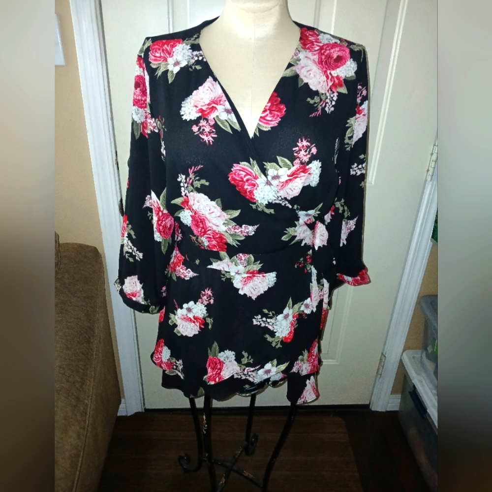 Torrid Floral Wrap Around Hi Lo Tunic